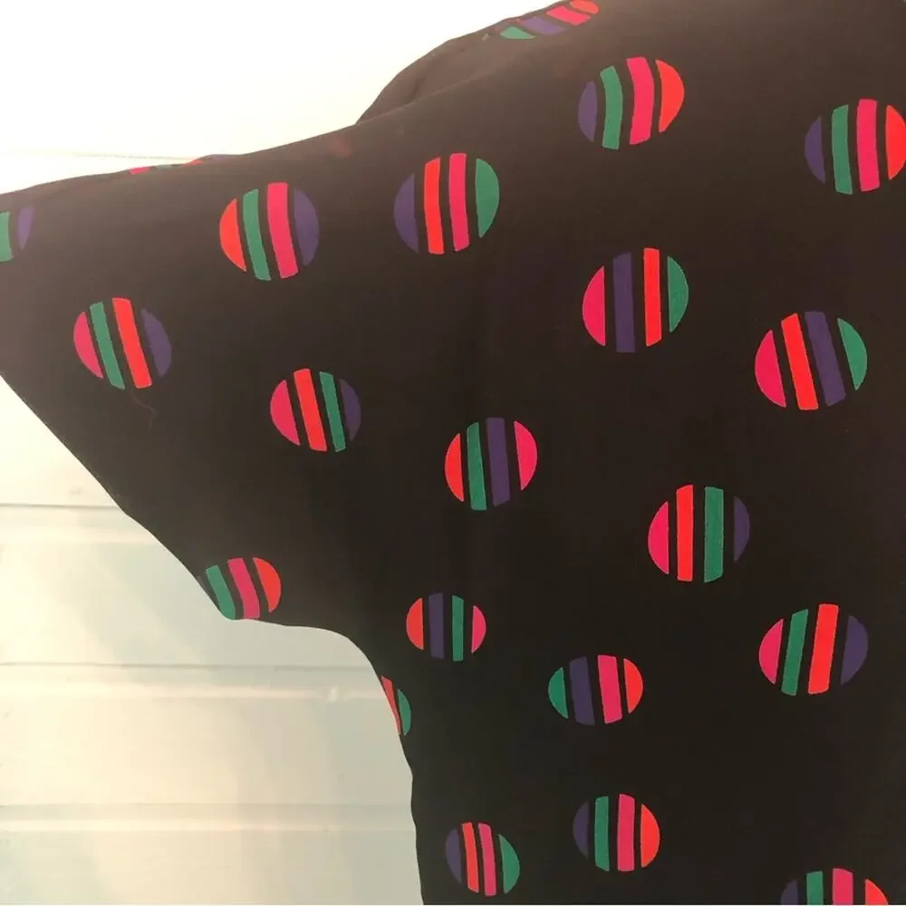 Vintage 70s 80s Polyester Matching Top and Skirt Loose 2 Piece Coord Set Rainbow
